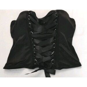 Goth Spirit Halloween Women Satin Lace Up Corset Top Black Underwire Padded 1X